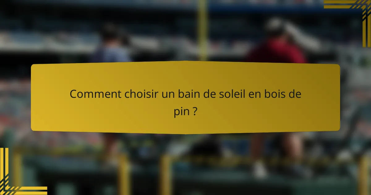 Comment choisir un bain de soleil en bois de pin ?