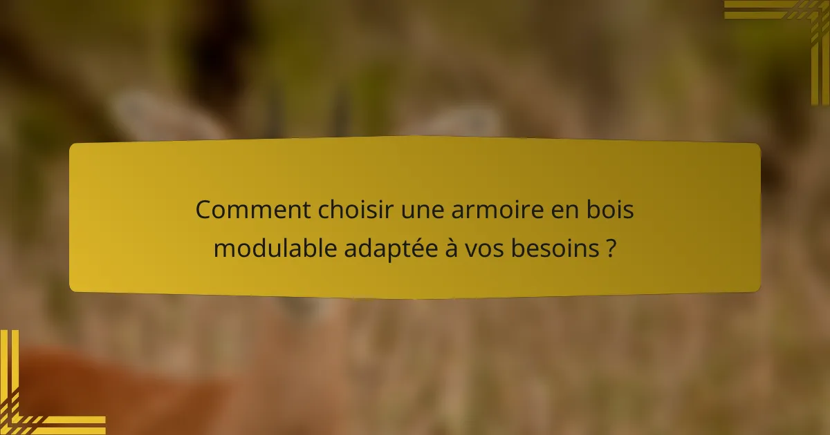 Comment choisir une armoire en bois modulable adaptée à vos besoins ?