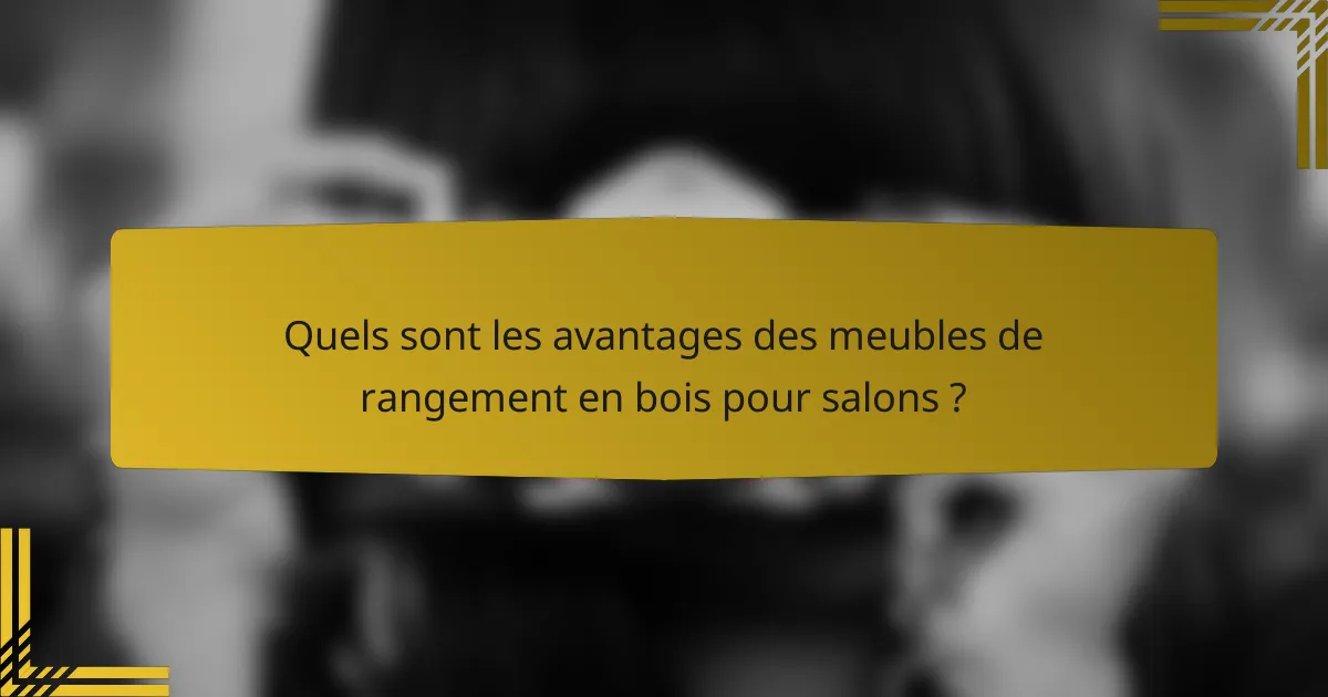 Quels sont les avantages des meubles de rangement en bois pour salons ?