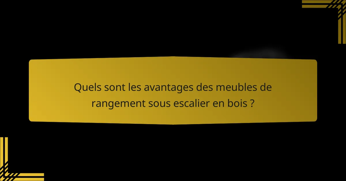 Quels sont les avantages des meubles de rangement sous escalier en bois ?