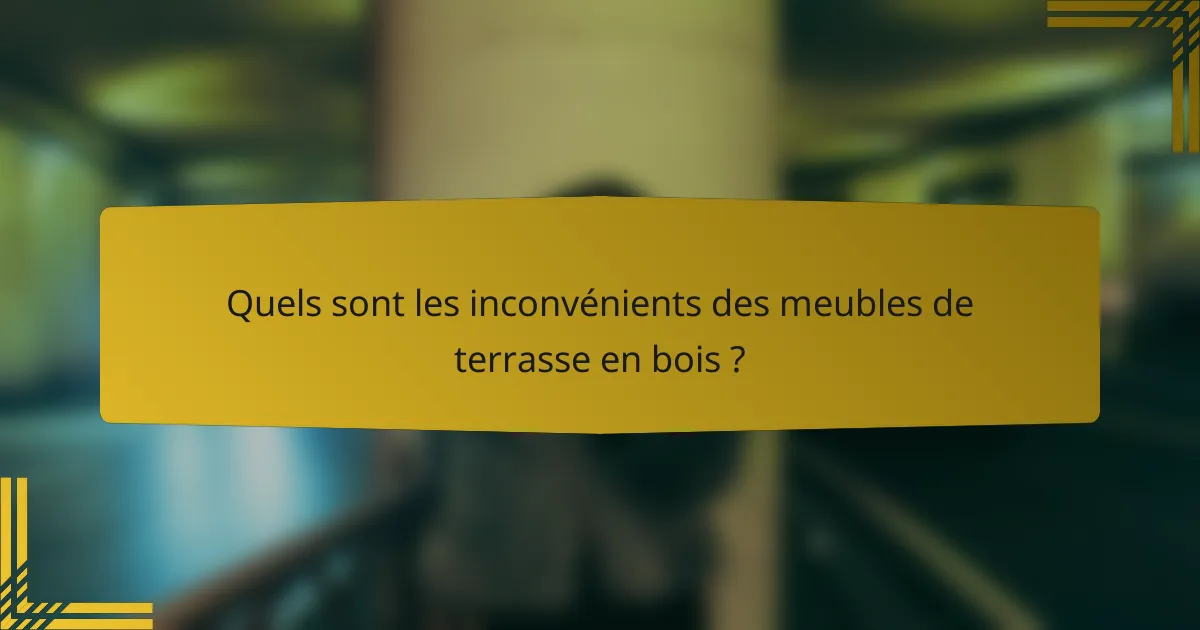 Quels sont les inconvénients des meubles de terrasse en bois ?